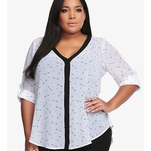 Torrid Valentine White Chiffon Heart Arrow Top